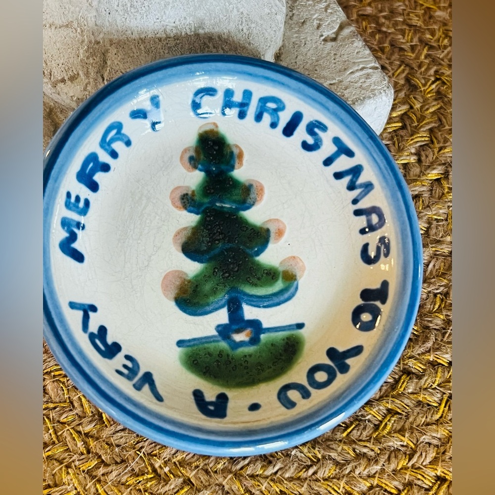 M A Hadley Pottery hand Painted Christmas Tree Plate